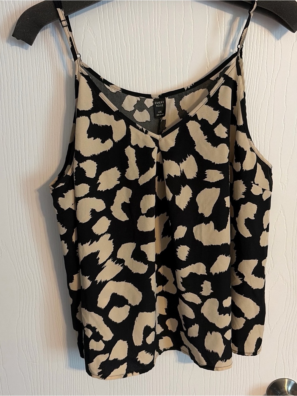 Emery Rose Black & Beige Leopard Print Adjustable Cami
